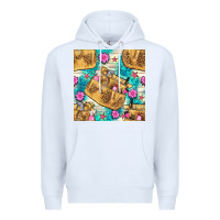 Hairdresser Apron And Flowers With Turquoise Glitter Seamless Pattern  Premium Hoodie | Teevron