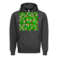 Charcoal Heather halloween eye balls seamless pattern Zipper Hoodie - BundleAndBundleShop