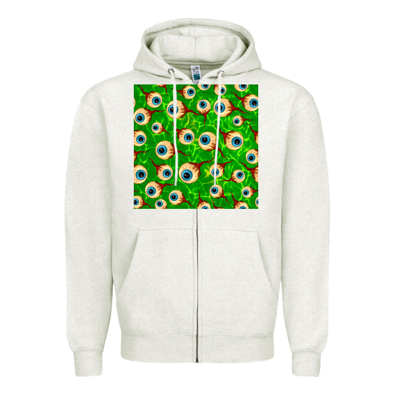 Halloween Eye Balls Seamless Pattern Zipper Hoodie by BundleAndBundleShop | Teevron