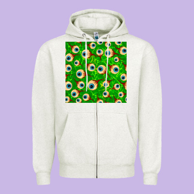 Halloween Eye Balls Seamless Pattern Zipper Hoodie Designed By Bundleandbundleshop