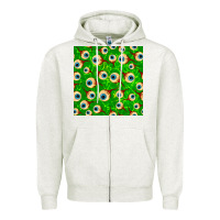 Oatmeal Heather halloween eye balls seamless pattern Zipper Hoodie - BundleAndBundleShop