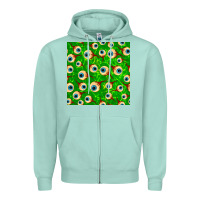 Seafoam halloween eye balls seamless pattern Zipper Hoodie - BundleAndBundleShop