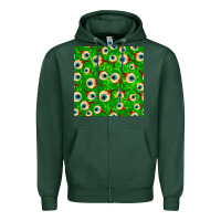 Sports Green halloween eye balls seamless pattern Zipper Hoodie - BundleAndBundleShop