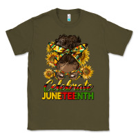 Army Green celebrate juneteenth black woman bun Classic Tee - HRA Design Shop