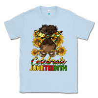 Dusty Blue celebrate juneteenth black woman bun Classic Tee - HRA Design Shop
