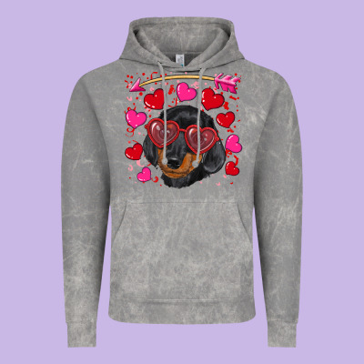 Vintage Hoodie valentine's day  dachshund puppy
