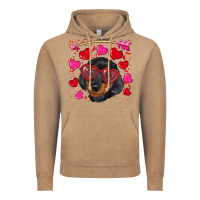 Vintage Coffee valentine's day  dachshund puppy Vintage Hoodie - RanaPortraitStore