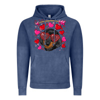 Vintage Denim valentine's day  dachshund puppy Vintage Hoodie - RanaPortraitStore