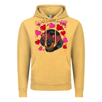 Vintage Mustard valentine's day  dachshund puppy Vintage Hoodie - RanaPortraitStore