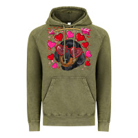 Vintage Olive valentine's day  dachshund puppy Vintage Hoodie - RanaPortraitStore