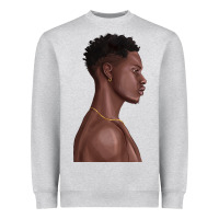 Heather Grey afro black man Heavyweight Sweatshirt - texasbilliewilder