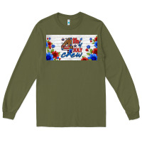 Army Green floral 4th of july crew license plate Long Sleeve Tee - HRA Design Shop