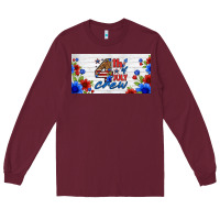 Burgundy floral 4th of july crew license plate Long Sleeve Tee - HRA Design Shop
