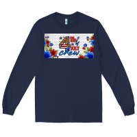 Navy floral 4th of july crew license plate Long Sleeve Tee - HRA Design Shop