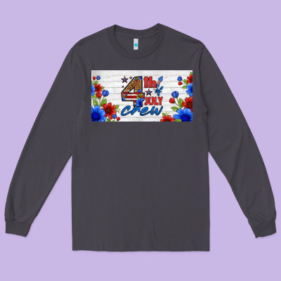 Floral 4th Of July Crew License Plate Long Sleeve Tee Designed By Hra Design Shop