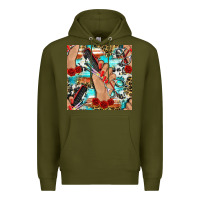 Army Green hairdresser hand scissors and roses with serape leopard and cowhide se Premium Hoodie - BundleAndBundleShop