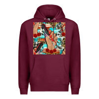 Burgundy hairdresser hand scissors and roses with serape leopard and cowhide se Premium Hoodie - BundleAndBundleShop