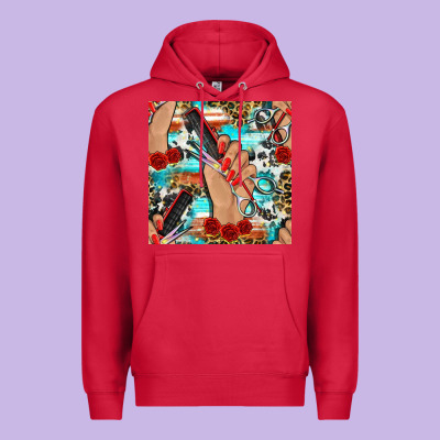 Hairdresser Hand Scissors And Roses With Serape Leopard And Cowhide Se Premium Hoodie Designed By Bundleandbundleshop
