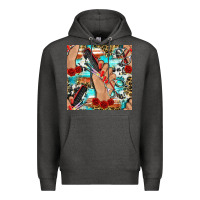 Charcoal Heather hairdresser hand scissors and roses with serape leopard and cowhide se Premium Hoodie - BundleAndBundleShop