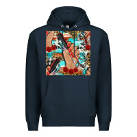 Navy hairdresser hand scissors and roses with serape leopard and cowhide se Premium Hoodie - BundleAndBundleShop