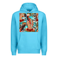 Ocean Blue hairdresser hand scissors and roses with serape leopard and cowhide se Premium Hoodie - BundleAndBundleShop