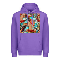 Purple hairdresser hand scissors and roses with serape leopard and cowhide se Premium Hoodie - BundleAndBundleShop