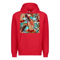 Red hairdresser hand scissors and roses with serape leopard and cowhide se Premium Hoodie - BundleAndBundleShop