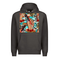 Smoke hairdresser hand scissors and roses with serape leopard and cowhide se Premium Hoodie - BundleAndBundleShop