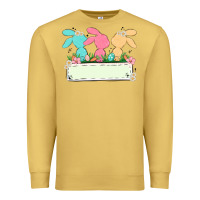 Antique Gold easter bunny trio Premium Sweatshirt - MaliasSmallBusiness