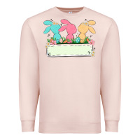 Pale Pink easter bunny trio Premium Sweatshirt - MaliasSmallBusiness