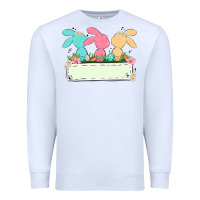 White easter bunny trio Premium Sweatshirt - MaliasSmallBusiness
