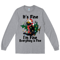 Heather Grey It's Fine I'am Fine Everything Is Fine Long Sleeve Tee - FaDigitalArtStudio