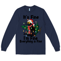 Navy It's Fine I'am Fine Everything Is Fine Long Sleeve Tee - FaDigitalArtStudio