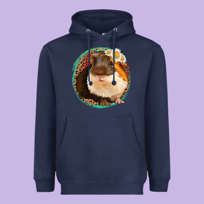 Floral Leopard Guinea Pigs Heavyweight Hoodie Designed By Jasminsmagicworld