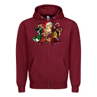 Burgundy joy and cow christmas candies and letters Zipper Hoodie - AdoDesignShop