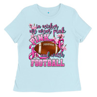 Baby Blue in october we wear pink and watch football Ladies Tee - AdoDesignShop