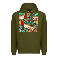 Army Green hand and nail polish with turquoise gemstone and leopard seamless patt Premium Hoodie - BundleAndBundleShop