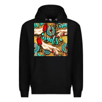 Black hand and nail polish with turquoise gemstone and leopard seamless patt Premium Hoodie - BundleAndBundleShop