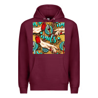 Burgundy hand and nail polish with turquoise gemstone and leopard seamless patt Premium Hoodie - BundleAndBundleShop