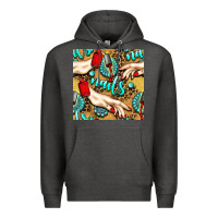 Charcoal Heather hand and nail polish with turquoise gemstone and leopard seamless patt Premium Hoodie - BundleAndBundleShop