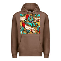 Chestnut hand and nail polish with turquoise gemstone and leopard seamless patt Premium Hoodie - BundleAndBundleShop