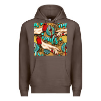 Coffee hand and nail polish with turquoise gemstone and leopard seamless patt Premium Hoodie - BundleAndBundleShop