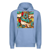 Colony Blue hand and nail polish with turquoise gemstone and leopard seamless patt Premium Hoodie - BundleAndBundleShop