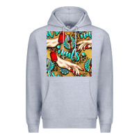 Heather Grey hand and nail polish with turquoise gemstone and leopard seamless patt Premium Hoodie - BundleAndBundleShop