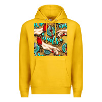 Lemon hand and nail polish with turquoise gemstone and leopard seamless patt Premium Hoodie - BundleAndBundleShop
