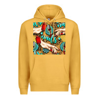 Mustard hand and nail polish with turquoise gemstone and leopard seamless patt Premium Hoodie - BundleAndBundleShop