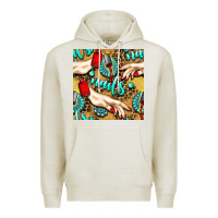 Oatmeal Heather hand and nail polish with turquoise gemstone and leopard seamless patt Premium Hoodie - BundleAndBundleShop