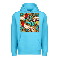 Ocean Blue hand and nail polish with turquoise gemstone and leopard seamless patt Premium Hoodie - BundleAndBundleShop
