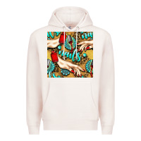 Pale Pink hand and nail polish with turquoise gemstone and leopard seamless patt Premium Hoodie - BundleAndBundleShop