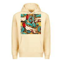Pina Colada hand and nail polish with turquoise gemstone and leopard seamless patt Premium Hoodie - BundleAndBundleShop